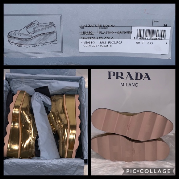 Prada Gold Platform Oxfords - Picture 7 of 8